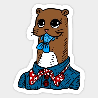 office otter, cute otter art. Sticker